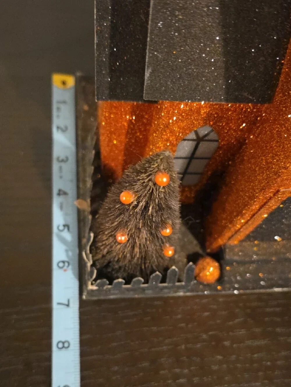 Glittery Orange & Black Haunted House Décor